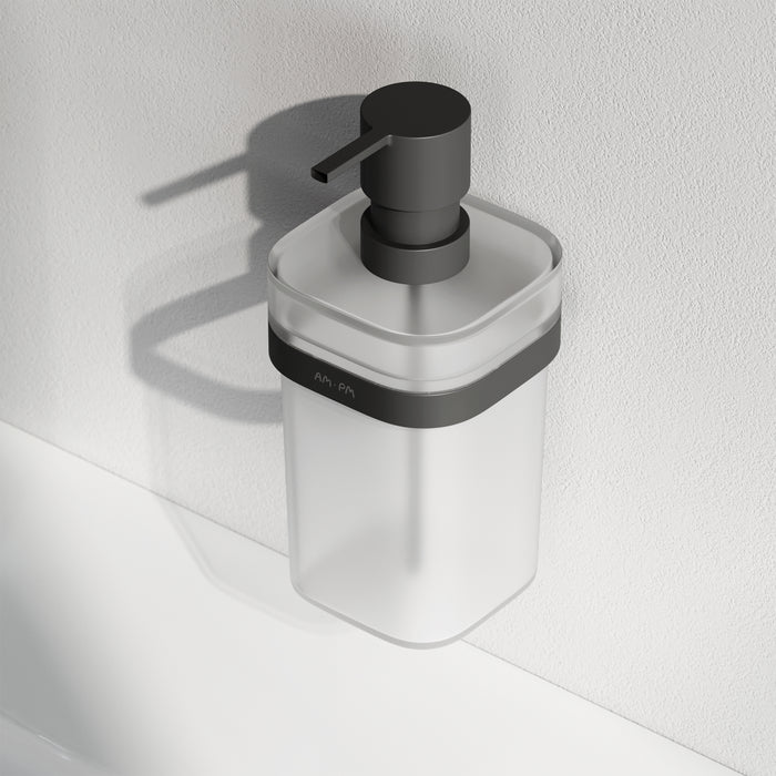 A8F36922 Seifenspender Func Flüssigseifenspender aus Glas mit Wandhalterung, Schwarz ampm-store.de