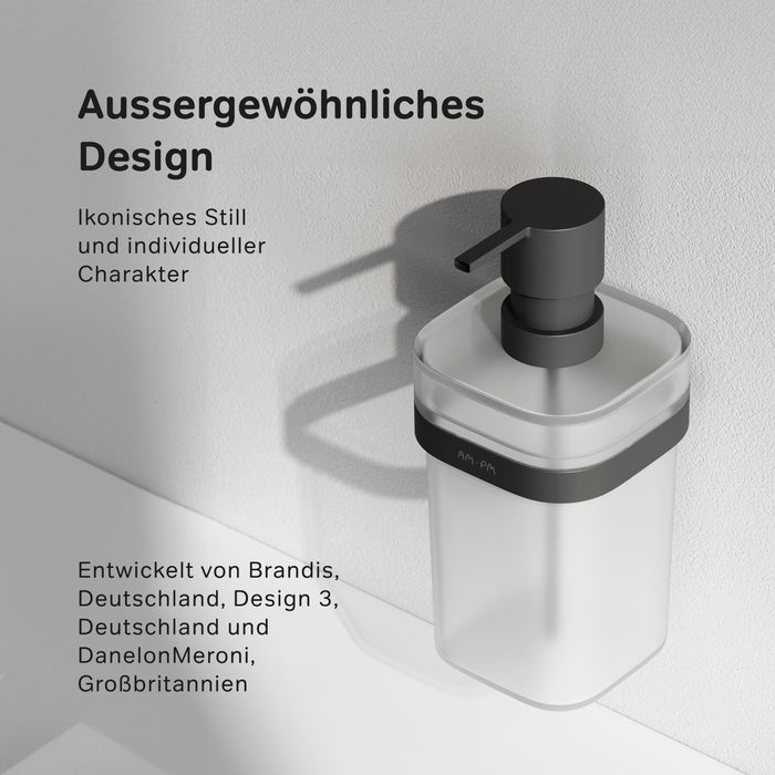 A8F36922 Seifenspender Func Flüssigseifenspender aus Glas mit Wandhalterung, Schwarz ampm-store.de