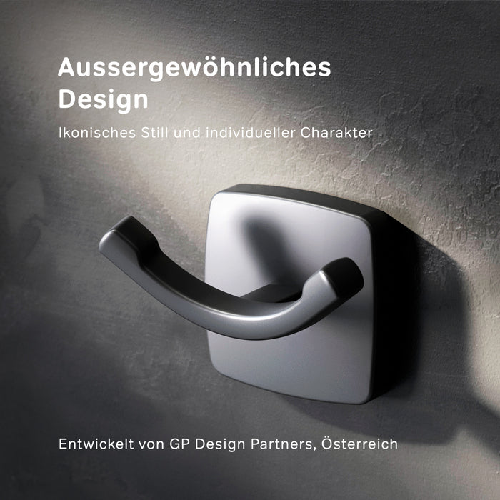AGA35622 Handtuchhaken Gem Doppelhaken für Handtücher Wandhaken, Schwarz ampm-store.de