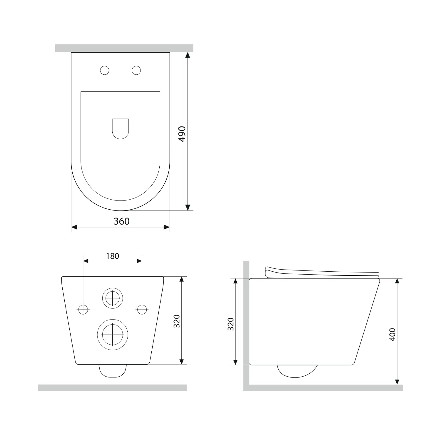 Toilettes murales CXB1701SC avec siège X-Joy S Toilettes à fond creux FlashClean Toilettes suspendues sans bride avec abattant