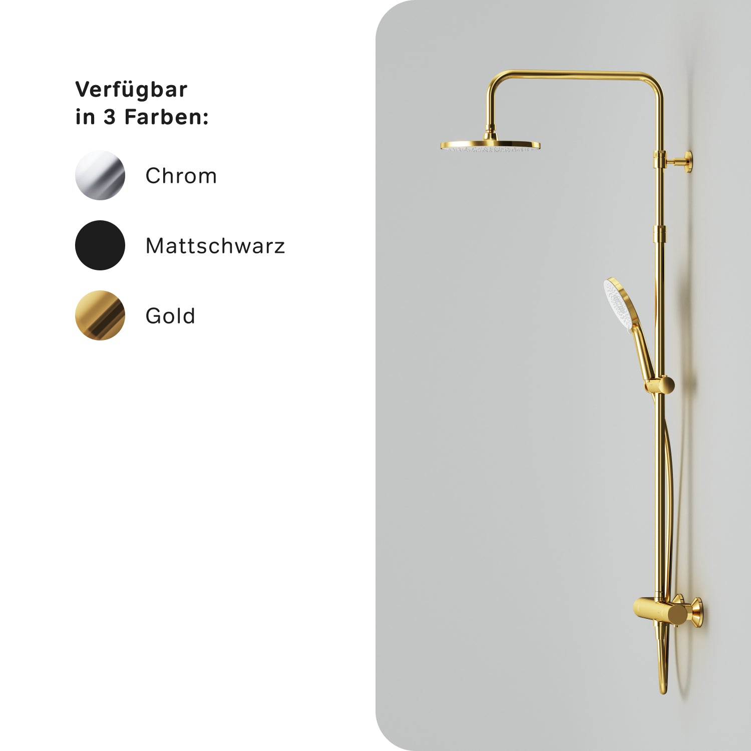 F07XA499 Système de douche avec robinetterie de douche thermostatique Ensemble de douche à effet pluie X-Joy colonne de douche, or