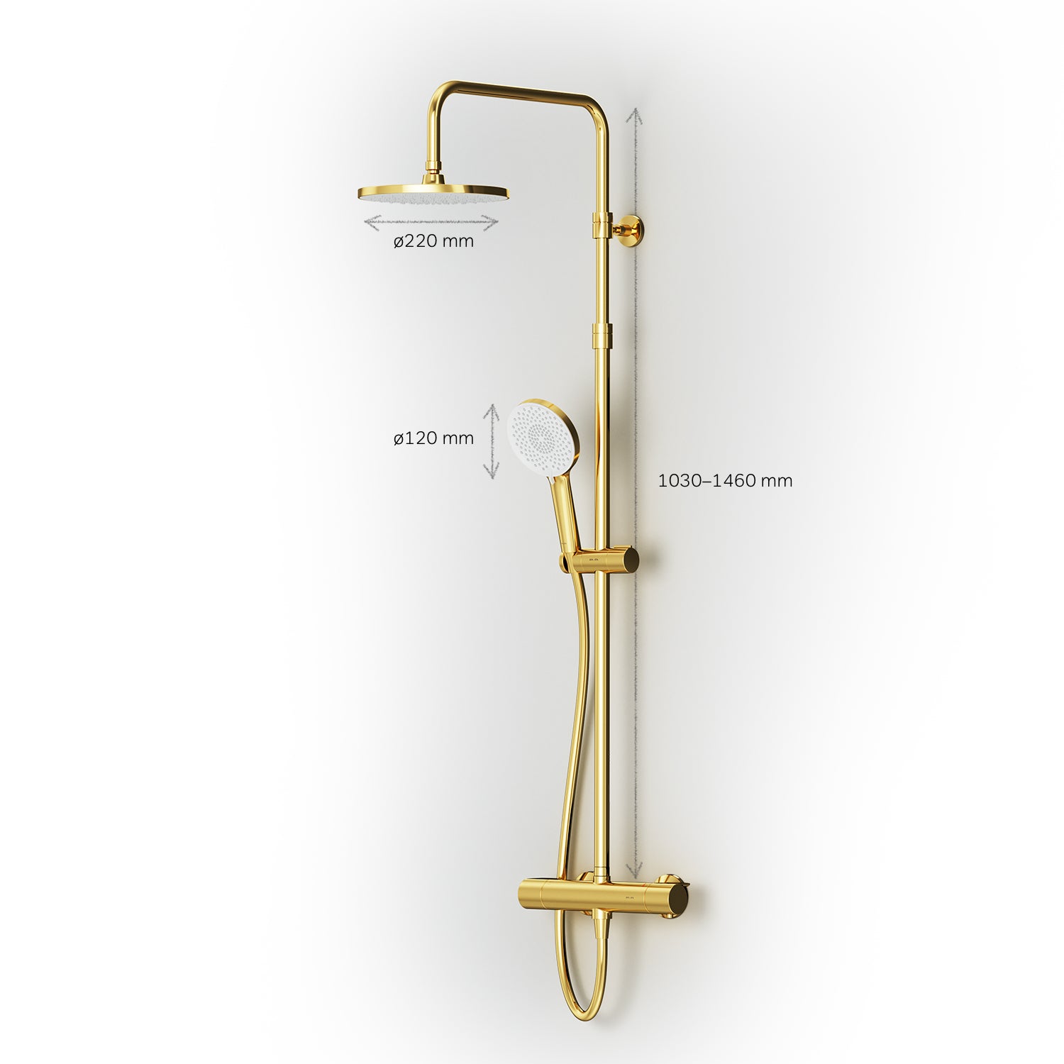 F07XA499 Système de douche avec robinetterie de douche thermostatique Ensemble de douche à effet pluie X-Joy colonne de douche, or