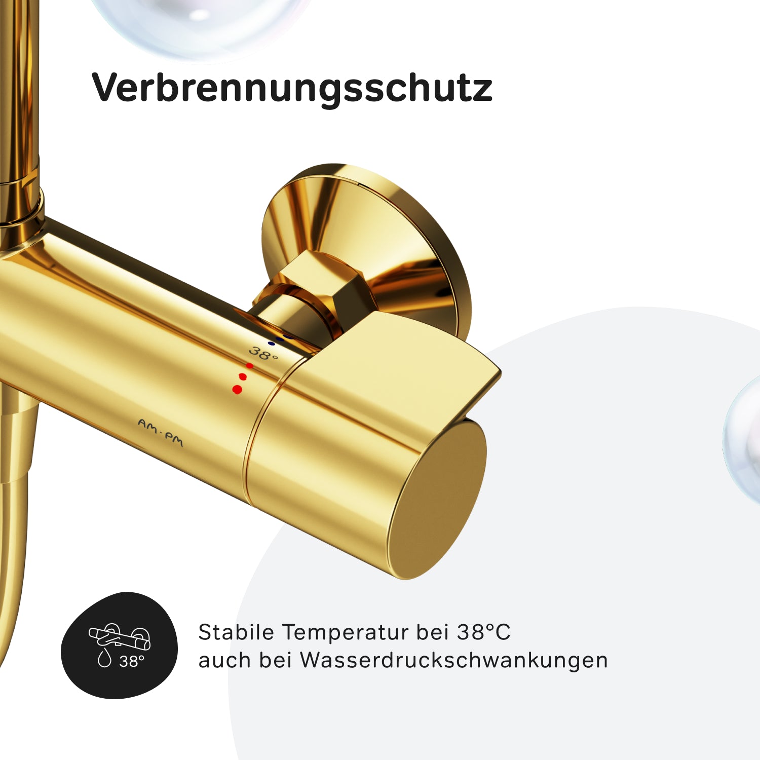 F07XA499 Système de douche avec robinetterie de douche thermostatique Ensemble de douche à effet pluie X-Joy colonne de douche, or
