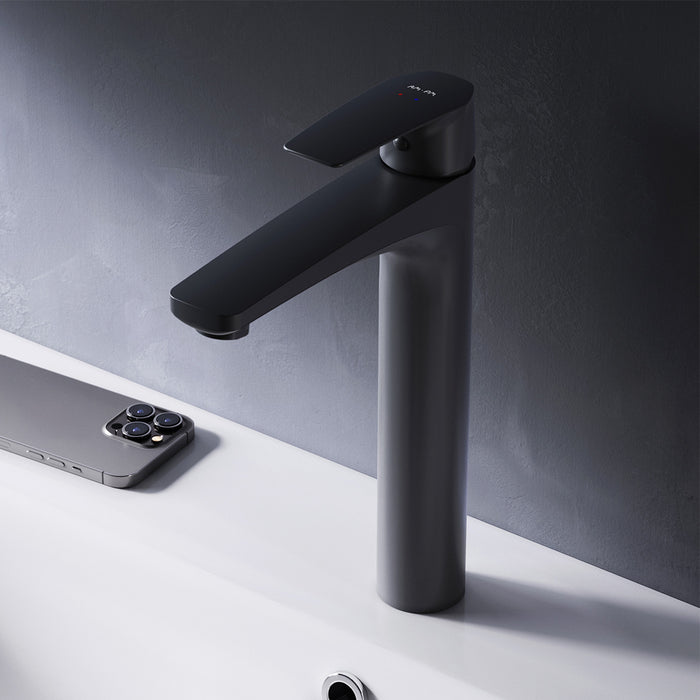 FGA92022 Bad Armatur Gem Waschtischarmatur mit hohem Auslauf Wasserhahn, Schwarz ampm-store.de