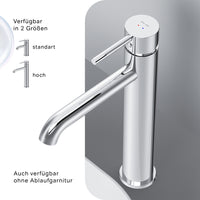 FPA92200 Bad Armatur Spike Waschtischarmatur Hoch mit Klick-Ablaufgarnitur Wasserhahn ampm-store.de