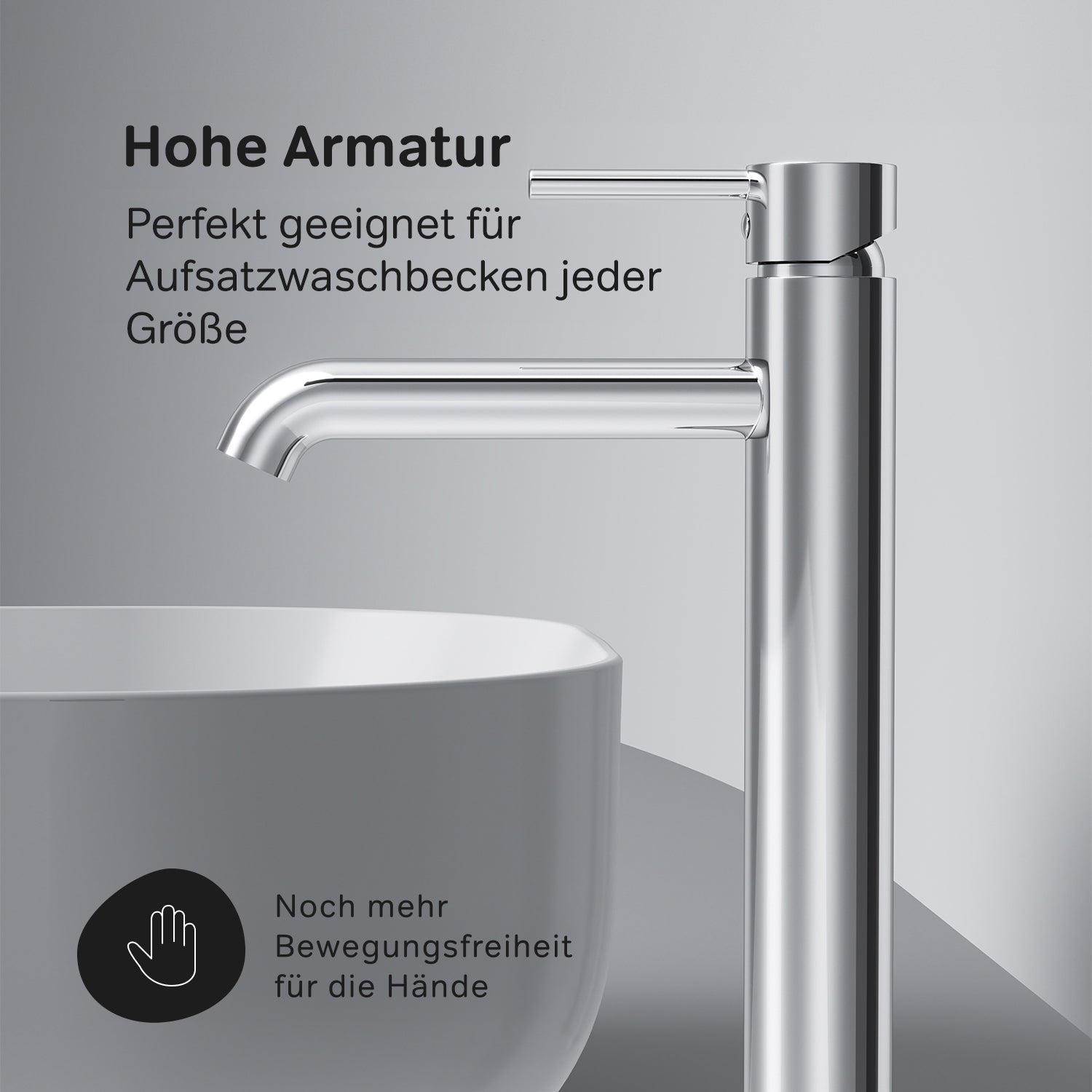 FPA92200 Bad Armatur Spike Waschtischarmatur Hoch mit Klick-Ablaufgarnitur Wasserhahn ampm-store.de