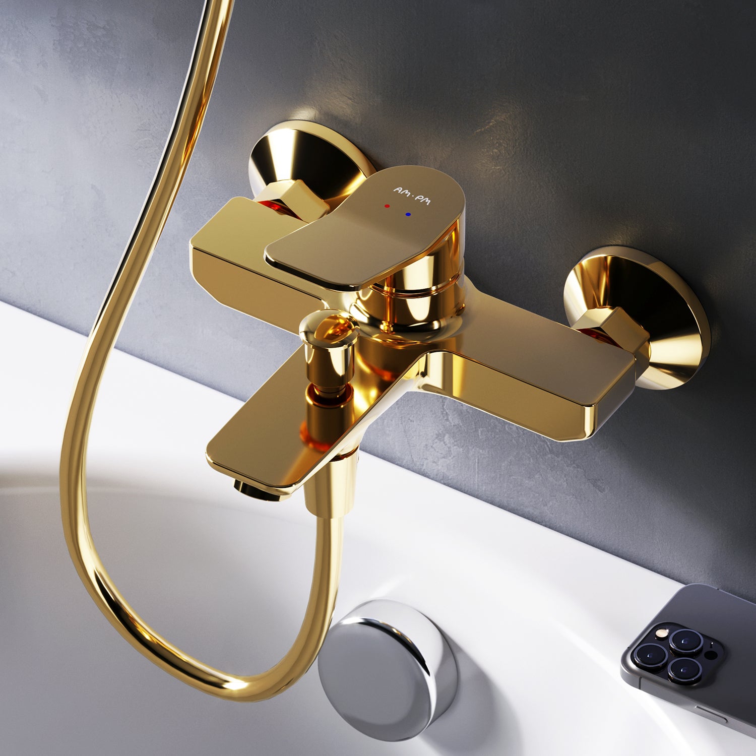 FXA10099 Wannenarmatur X-Joy Mischbatterie Badewanne Wasserhahn Bad, Gold