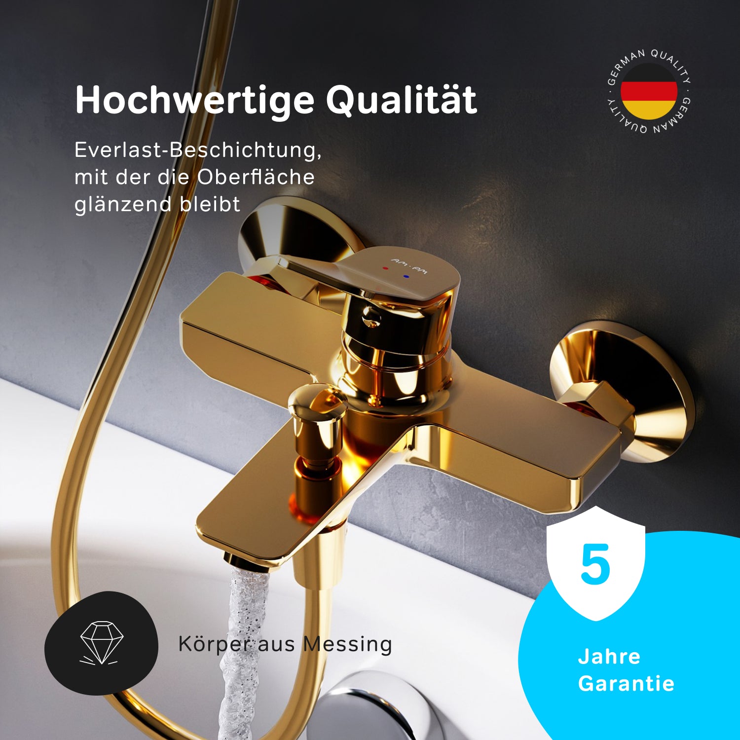 FXA10099 Wannenarmatur X-Joy Mischbatterie Badewanne Wasserhahn Bad, Gold