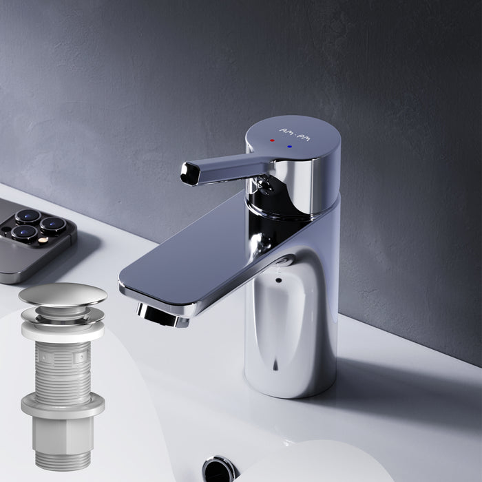 FXB82100 Bad Armatur X-Joy S Waschtischarmatur mit Klick-Ablaufgarnitur Wasserhahn ampm-store.de