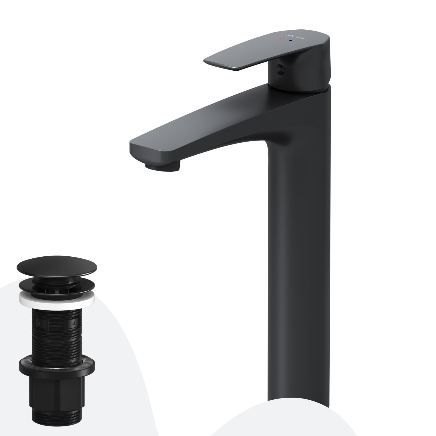 FGA92222 Robinet de salle de bain Gem Robinet de lavabo haut avec robinet de vidage Click, Noir