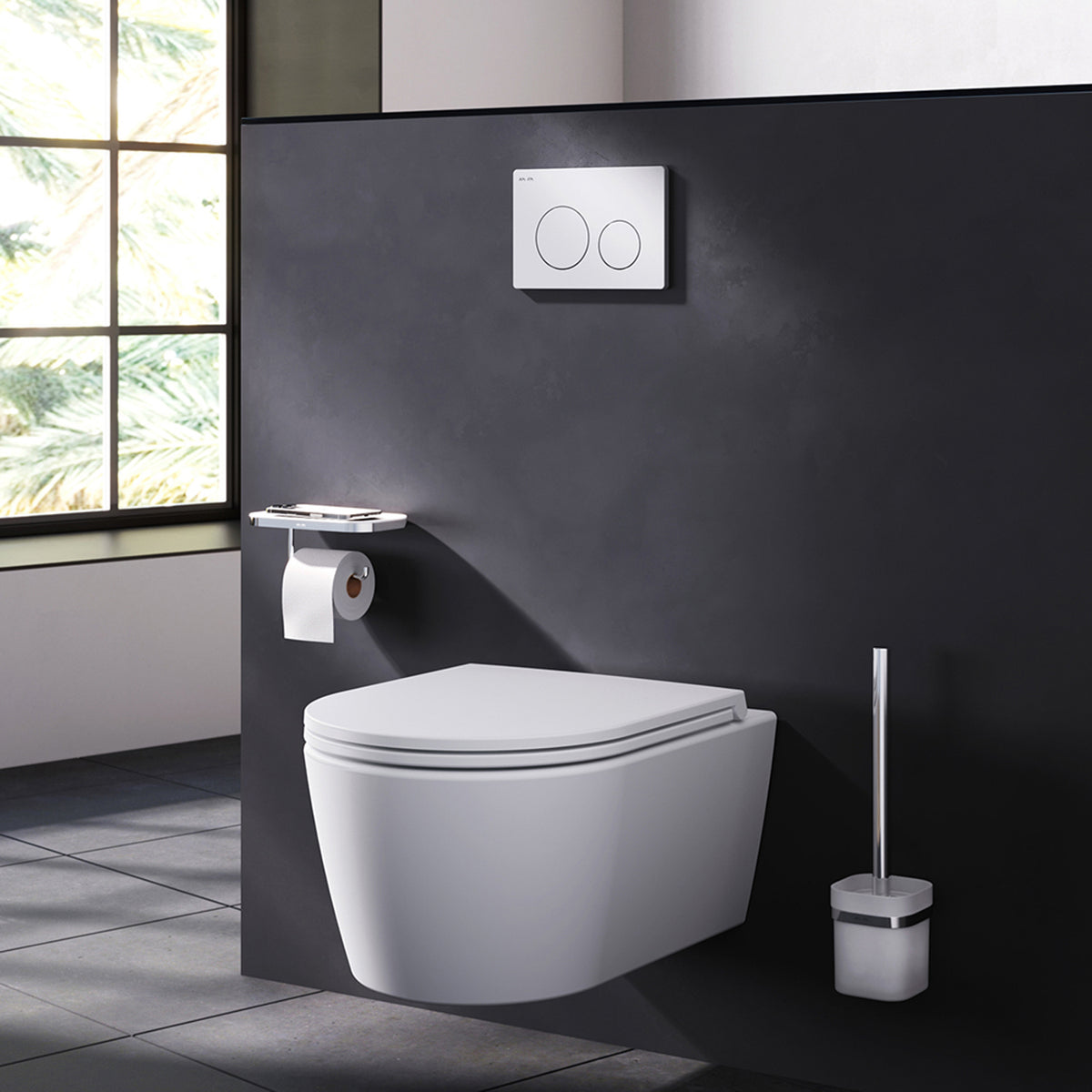 WC-Komplettset Spike mit Vorwandelement und weißer Betätigungsplatte – IIS90101.PA1900
