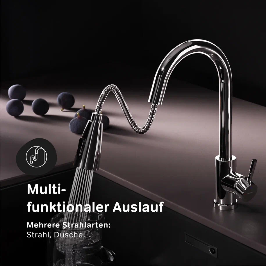 Küchenarmatur X-Joy S mit schwenkbarem, ausziehbarem Auslauf und 2 Strahlarten – F85B07500