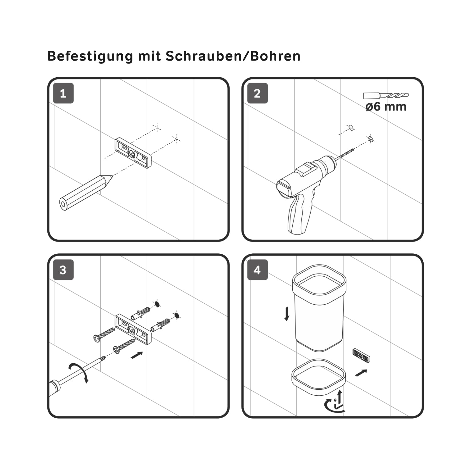 A8F34300 Zahnbürstenhalter Func Zahnputzbecher mit Wandhalterung