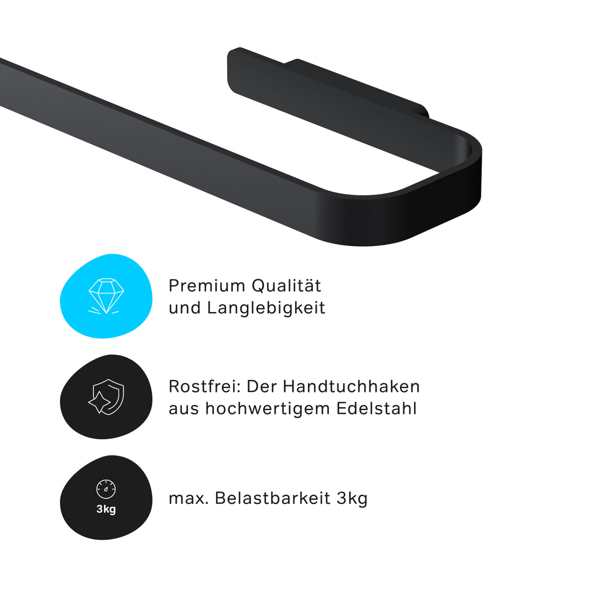 A8F346422 Handtuchhalter Func Handtuchstange, Schwarz ampm-store.de