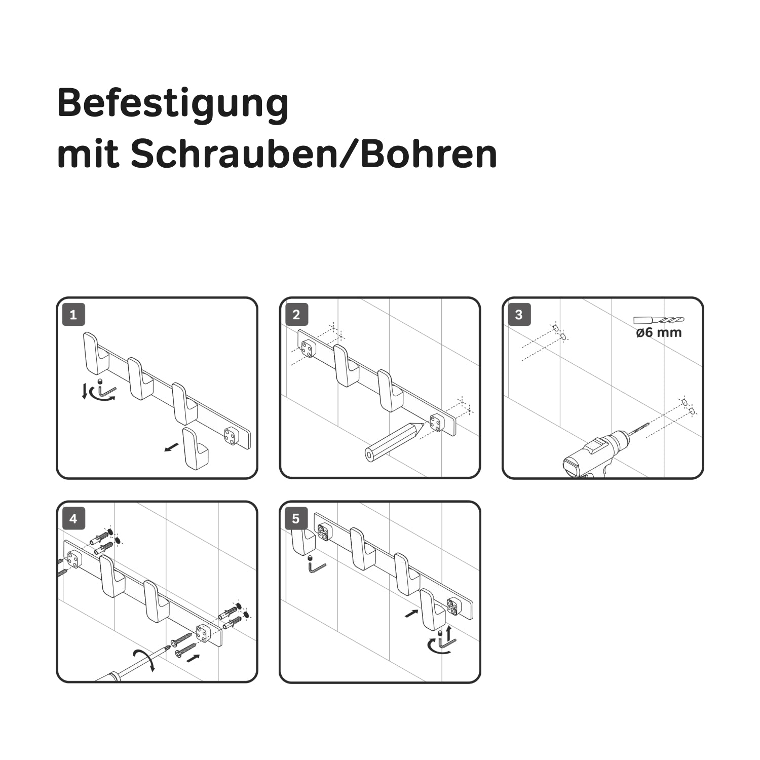 A8F35922 Handtuchhaken Func Handtuchhaken-Set Wandhaken, Schwarz ampm-store.de