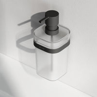 A8F36922 Seifenspender Func Flüssigseifenspender aus Glas mit Wandhalterung, Schwarz ampm-store.de
