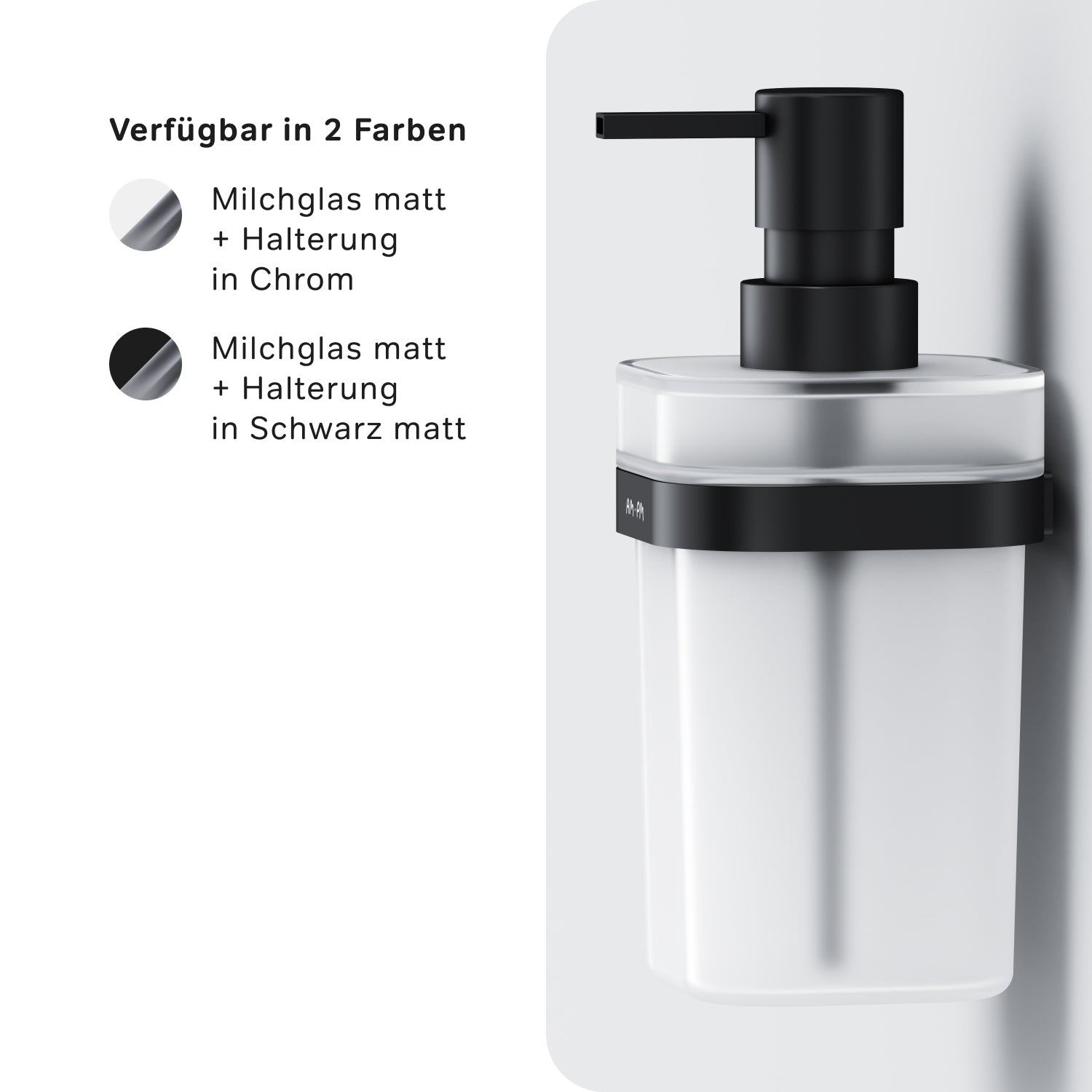 Distributeur de savon Func A8F36922 Distributeur de savon liquide en verre avec support mural, Noir