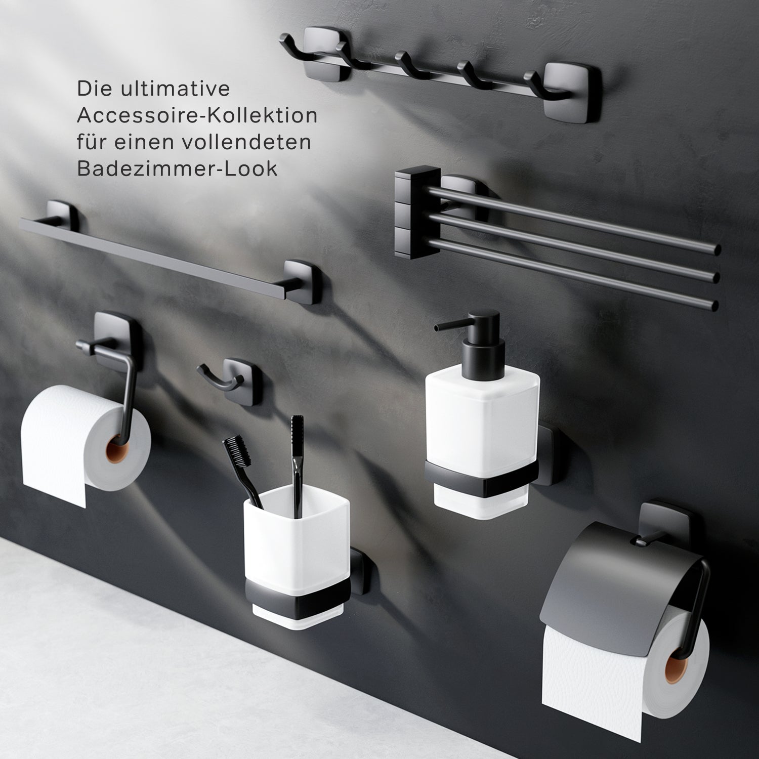 AGA32722 Gem Dreifacher Handtuchhalter, schwarz | Online Store von AM.PM