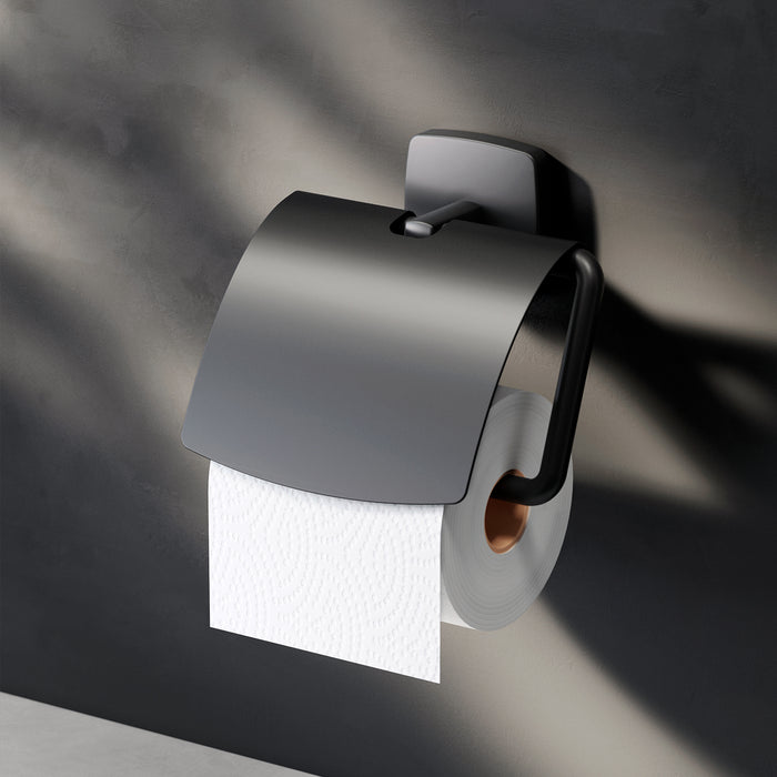 AGA341422 Gem Toilettenpapierhalter mit Deckel, schwarz | Online Store von AM.PM