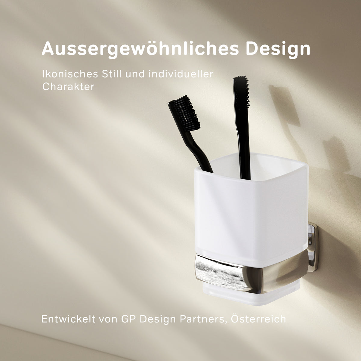 Zahnputzbecher Gem aus Glas mit Wandhalterung
