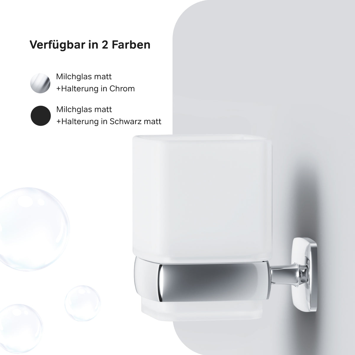 Zahnputzbecher Gem aus Glas mit Wandhalterung
