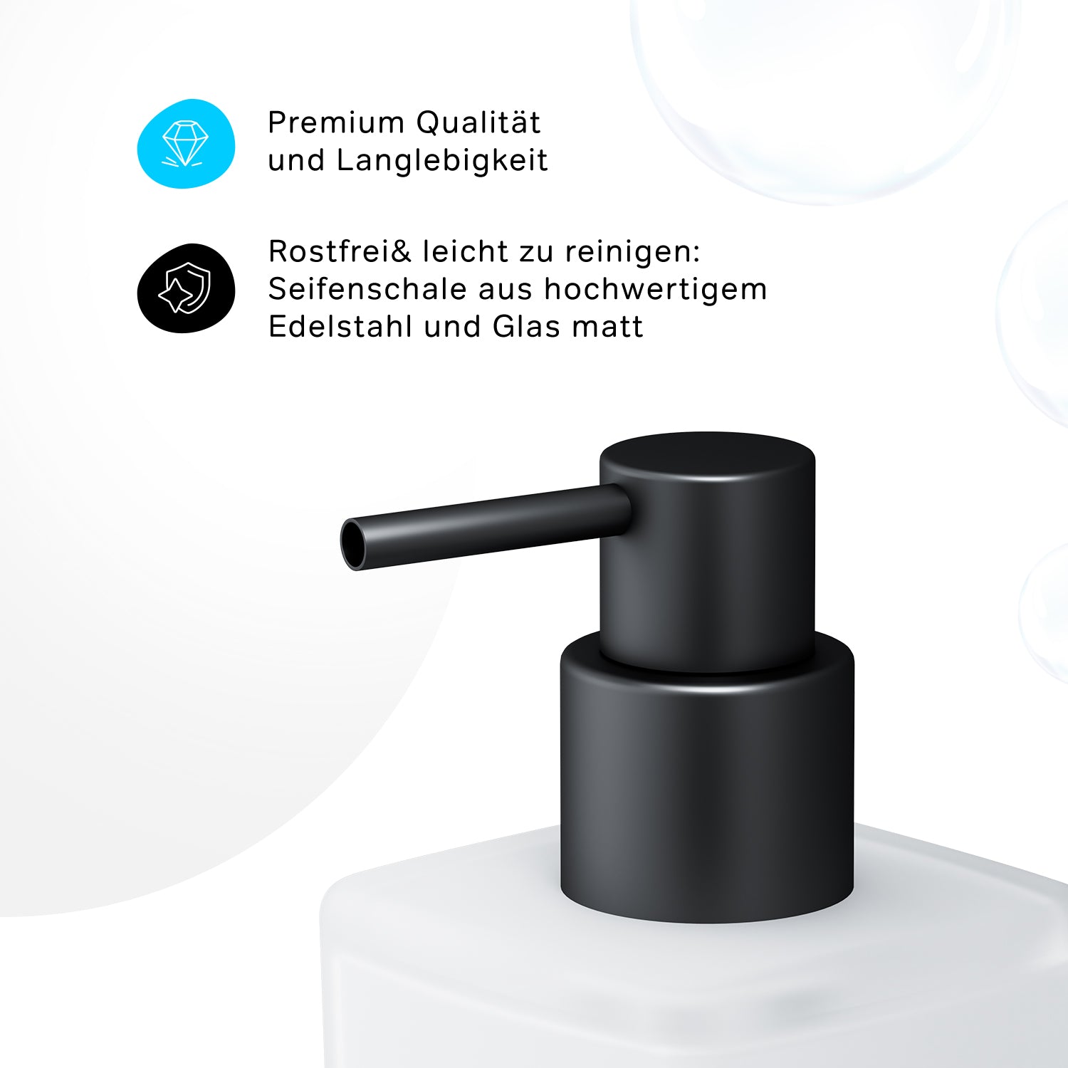 AGA36922 Gem Flüssigseifenspender aus Glas mit Wandhalterung, schwarz | Online Store von AM.PM
