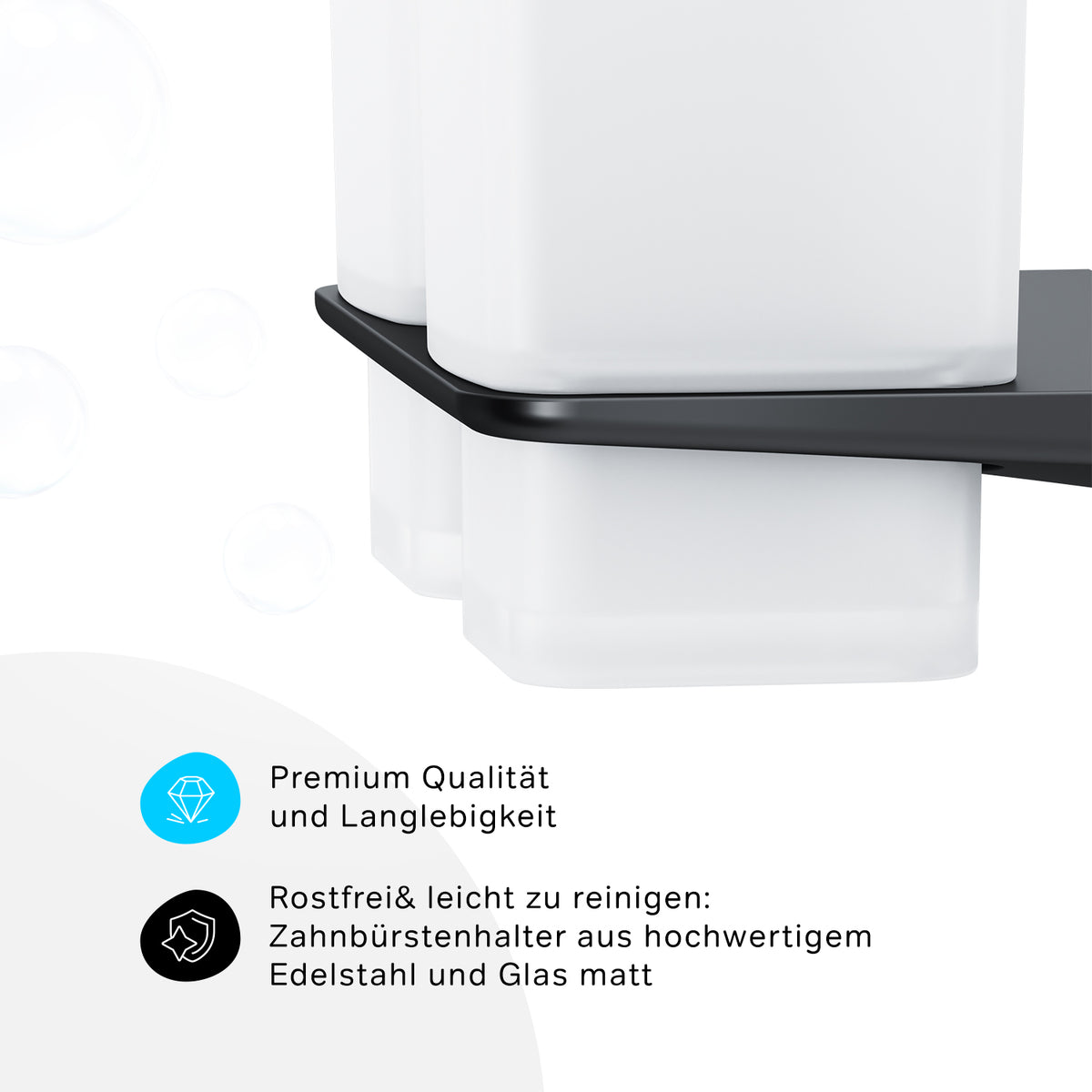 AIB343422 Zahnbürstenhalter Inspire V2.0 Doppelglasbecher mit Wandhalterung, Schwarz ampm-store.de