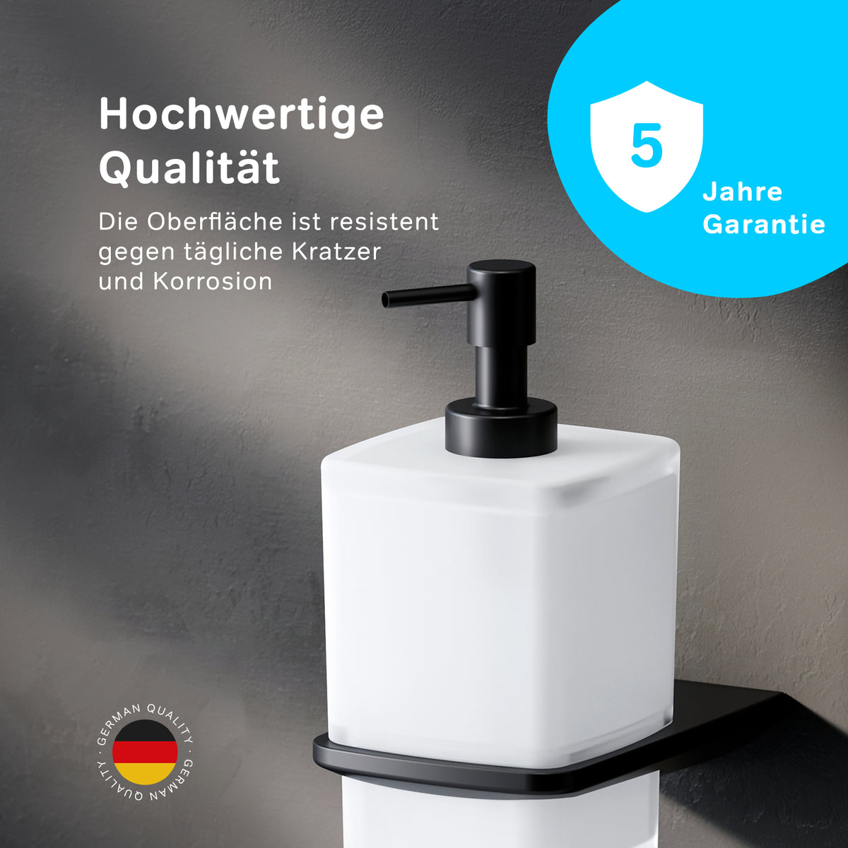 AIB36922 Seifenspender Inspire V2.0 Flüssigseifenspender aus Glas mit Wandhalterung, Schwarz ampm-store.de