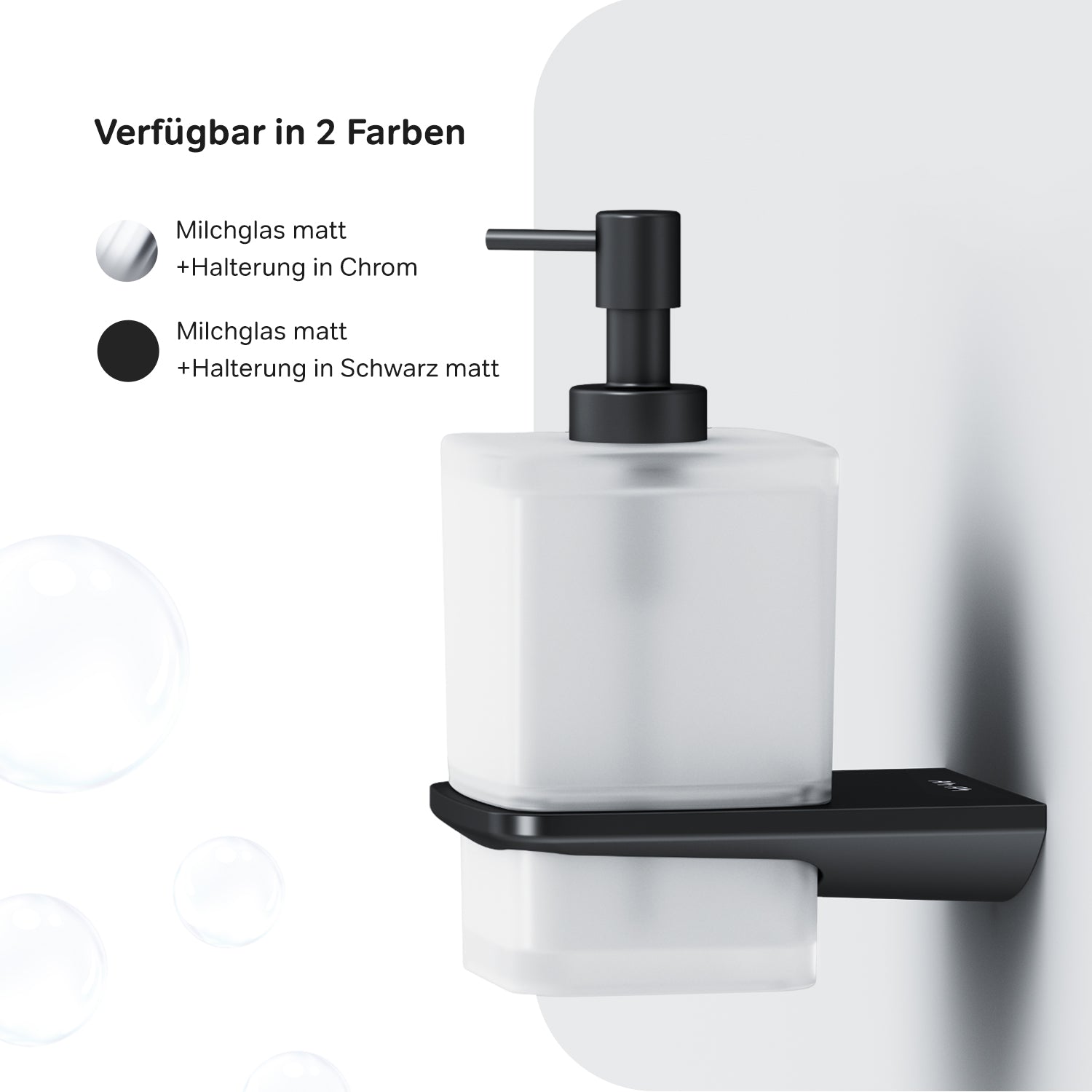 AIB36922 Seifenspender Inspire V2.0 Flüssigseifenspender aus Glas mit Wandhalterung, Schwarz ampm-store.de