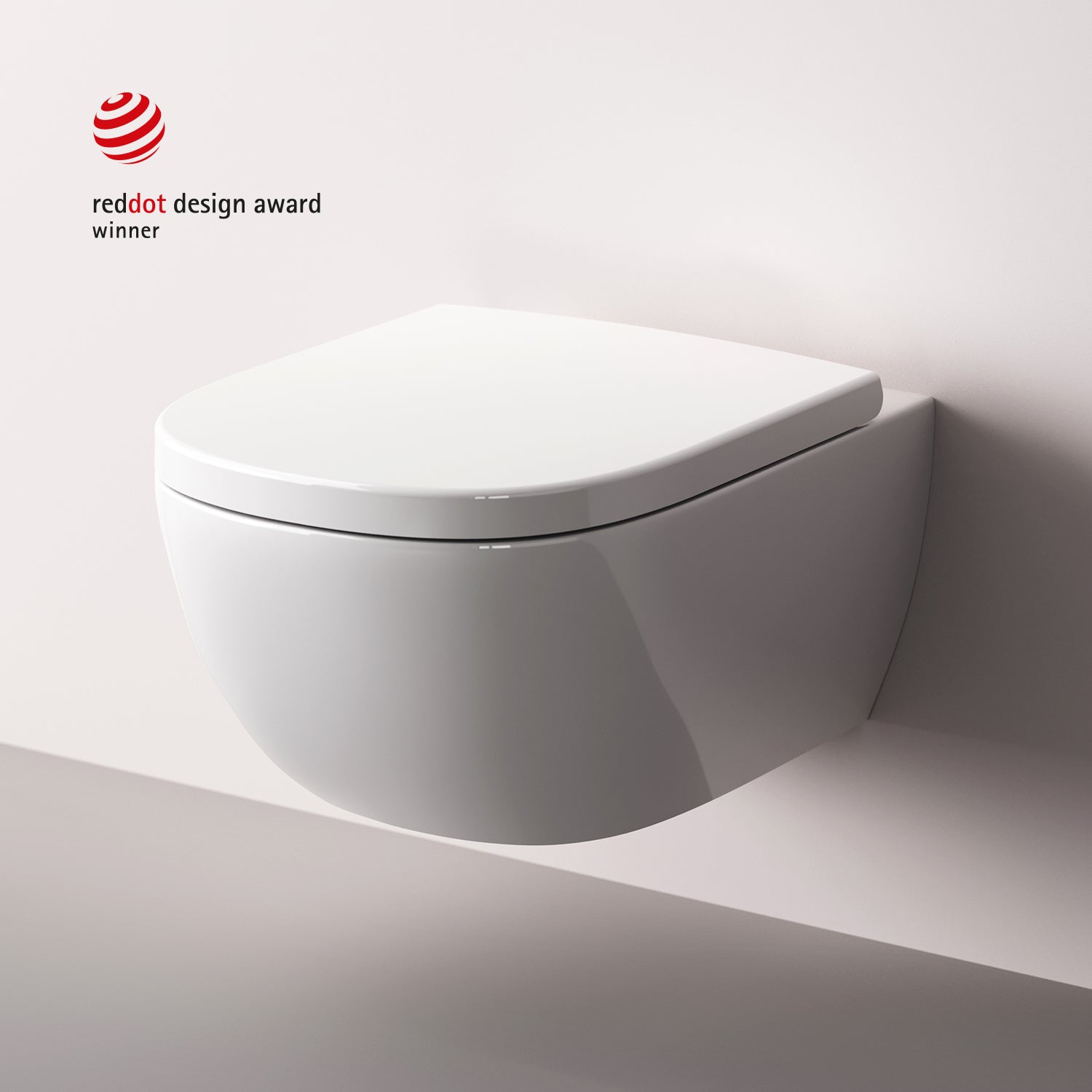 WC suspendu avec abattant CAB1900PSC. Compatible avec le système AquaSpin, WC à chasse d'eau profonde, sans bride, avec couvercle. 