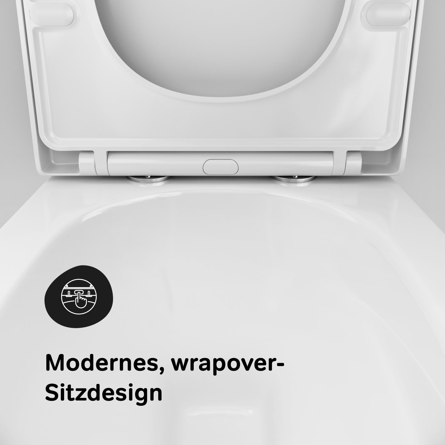 WC suspendu avec abattant CAB1900PSC. Compatible avec le système AquaSpin, WC à chasse d'eau profonde, sans bride, avec couvercle. 