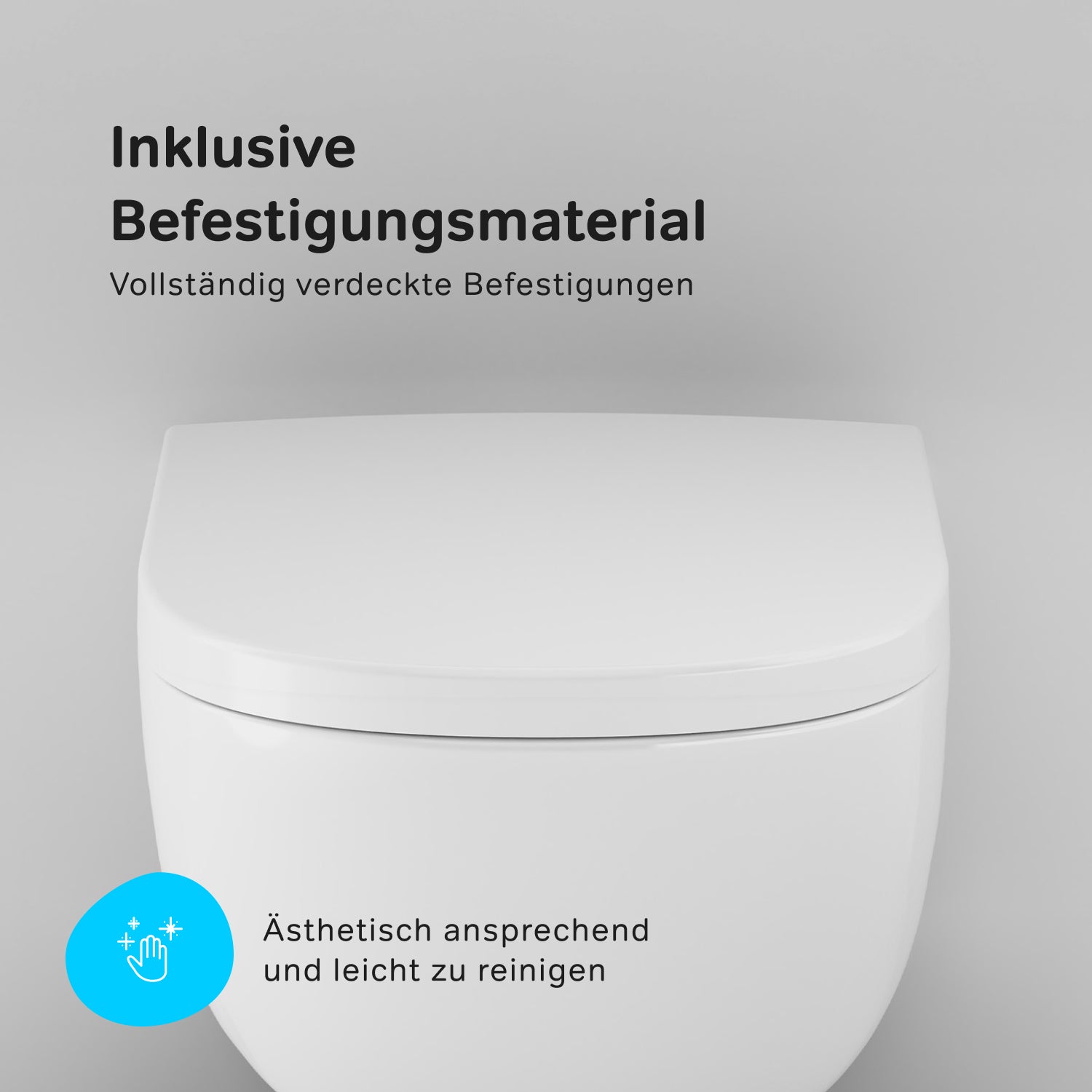 WC suspendu avec abattant CAB1900PSC. Compatible avec le système AquaSpin, WC à chasse d'eau profonde, sans bride, avec couvercle. 
