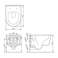 CFA1700MBSC Wand-WC mit Sitz Func FlashClean Tiefspül-WC Spülrandlos Hänge WC mit Toilettendeckel, Schwarz ampm-store.de