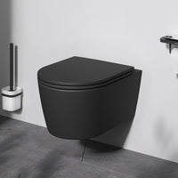 CFA1700MBSC Wand-WC mit Sitz Func FlashClean Tiefspül-WC Spülrandlos Hänge WC mit Toilettendeckel, Schwarz ampm-store.de