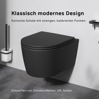 CFA1700MBSC Wand-WC mit Sitz Func FlashClean Tiefspül-WC Spülrandlos Hänge WC mit Toilettendeckel, Schwarz ampm-store.de