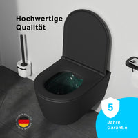 CFA1700MBSC Wand-WC mit Sitz Func FlashClean Tiefspül-WC Spülrandlos Hänge WC mit Toilettendeckel, Schwarz ampm-store.de