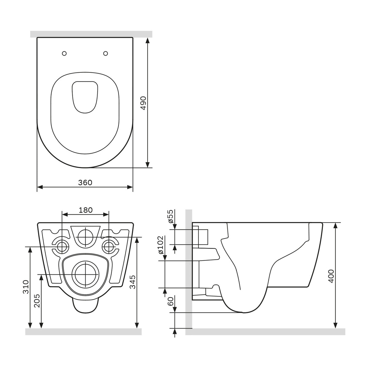 CFA1700SC Wand-WC mit Sitz Func FlashClean Tiefspül-WC Spülrandlos Hänge WC mit Toilettendeckel ampm-store.de