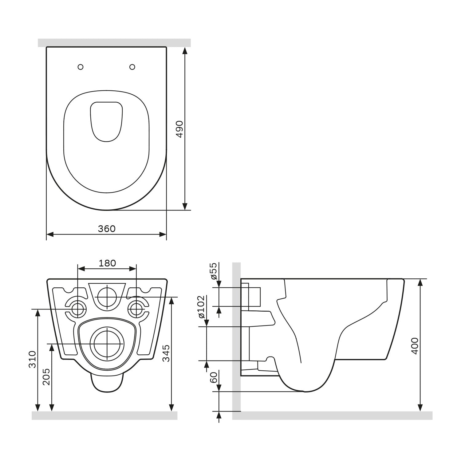 CFA1700SC Func FlashClean Spülrandloses Wand-WC mit Softclosing-Sitzabdeckung