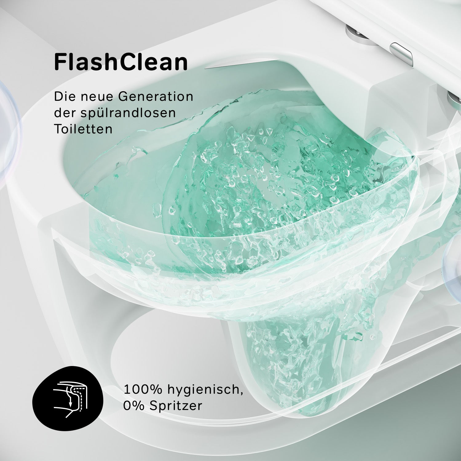 CFA1700SC Func FlashClean Spülrandloses Wand-WC mit Softclosing-Sitzabdeckung