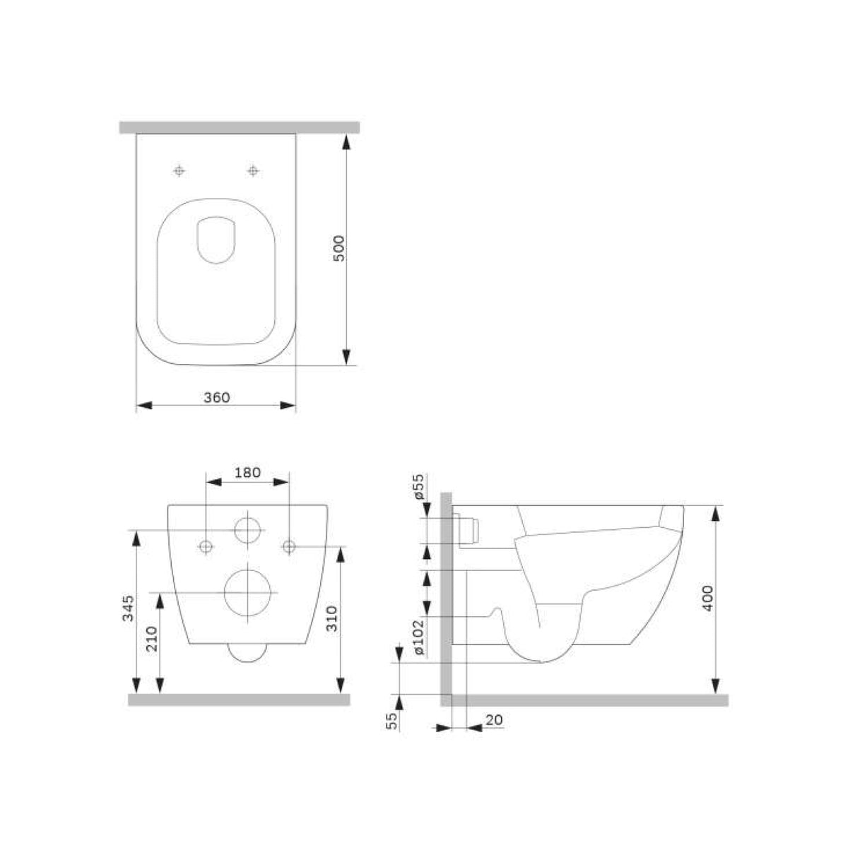 Wand-WC Gem AquaSpin spülrandlos mit WC-Sitz – CGA1901PSC