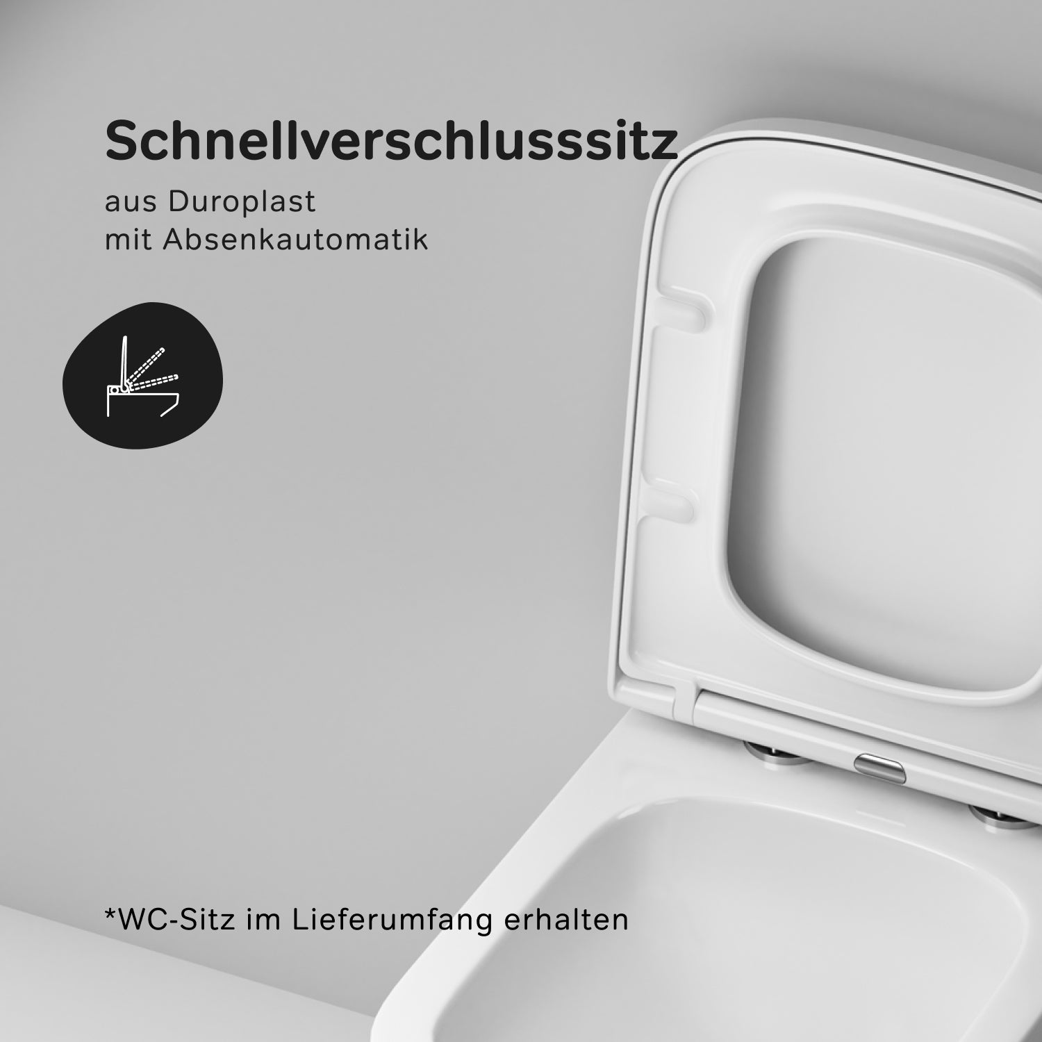 CGA1901PSC Wand-WC mit Sitz Gem AquaSpin Tiefspül-WC Spülrandlos Hänge WC mit Toilettendeckel