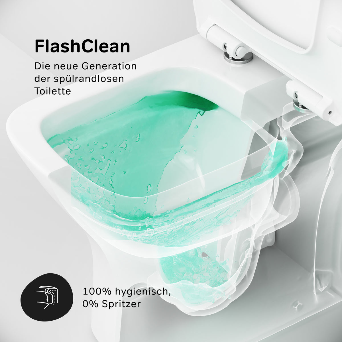 Stand-WC Gem mit waagerechtem Wandabgang (PK), spülrandlos mit Soft-Close-WC-Sitz – CGA8601PSC