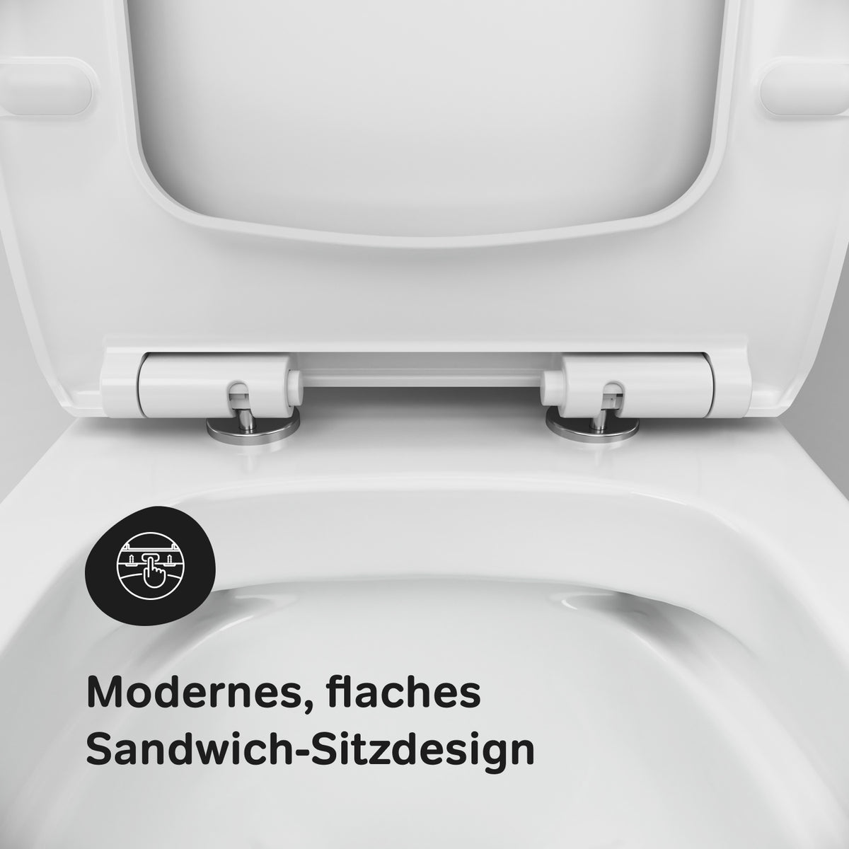 Stand-WC Gem mit waagerechtem Wandabgang (PK), spülrandlos mit Soft-Close-WC-Sitz – CGA8601PSC