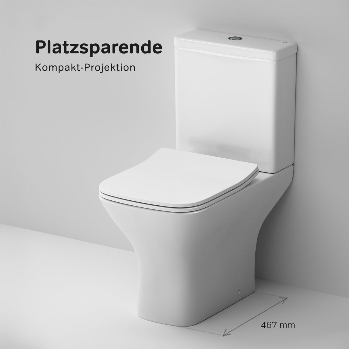 Stand-WC Gem mit waagerechtem Wandabgang (PK), spülrandlos mit Soft-Close-WC-Sitz – CGA8601PSC