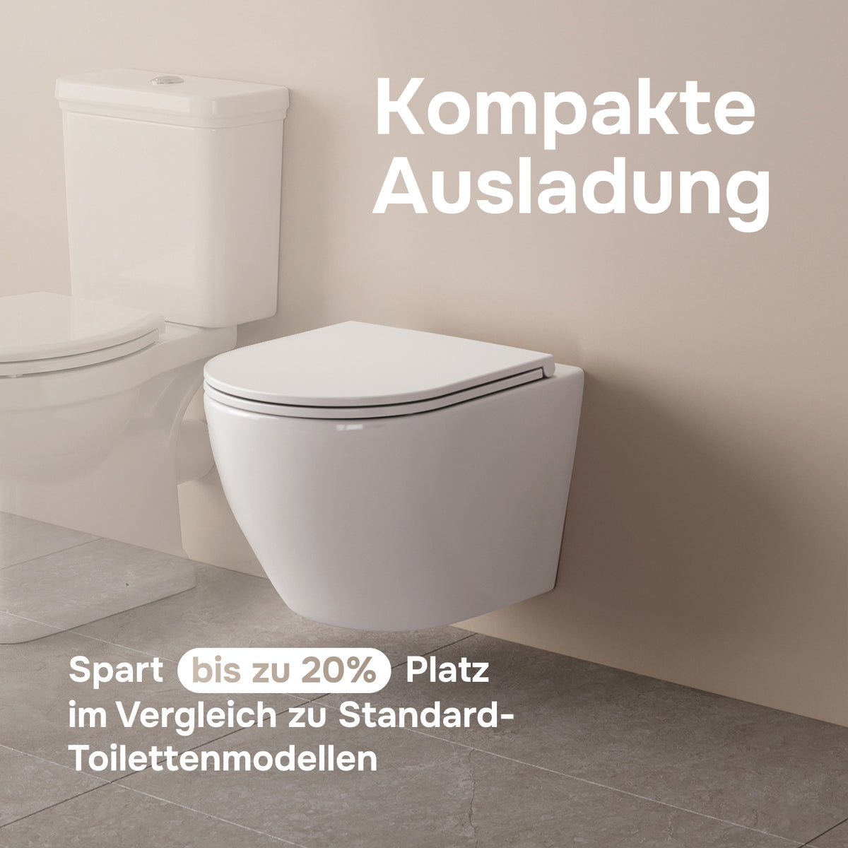 Toilettes suspendues de type AquaSpin sans bride avec abattant–CLA1900PSC