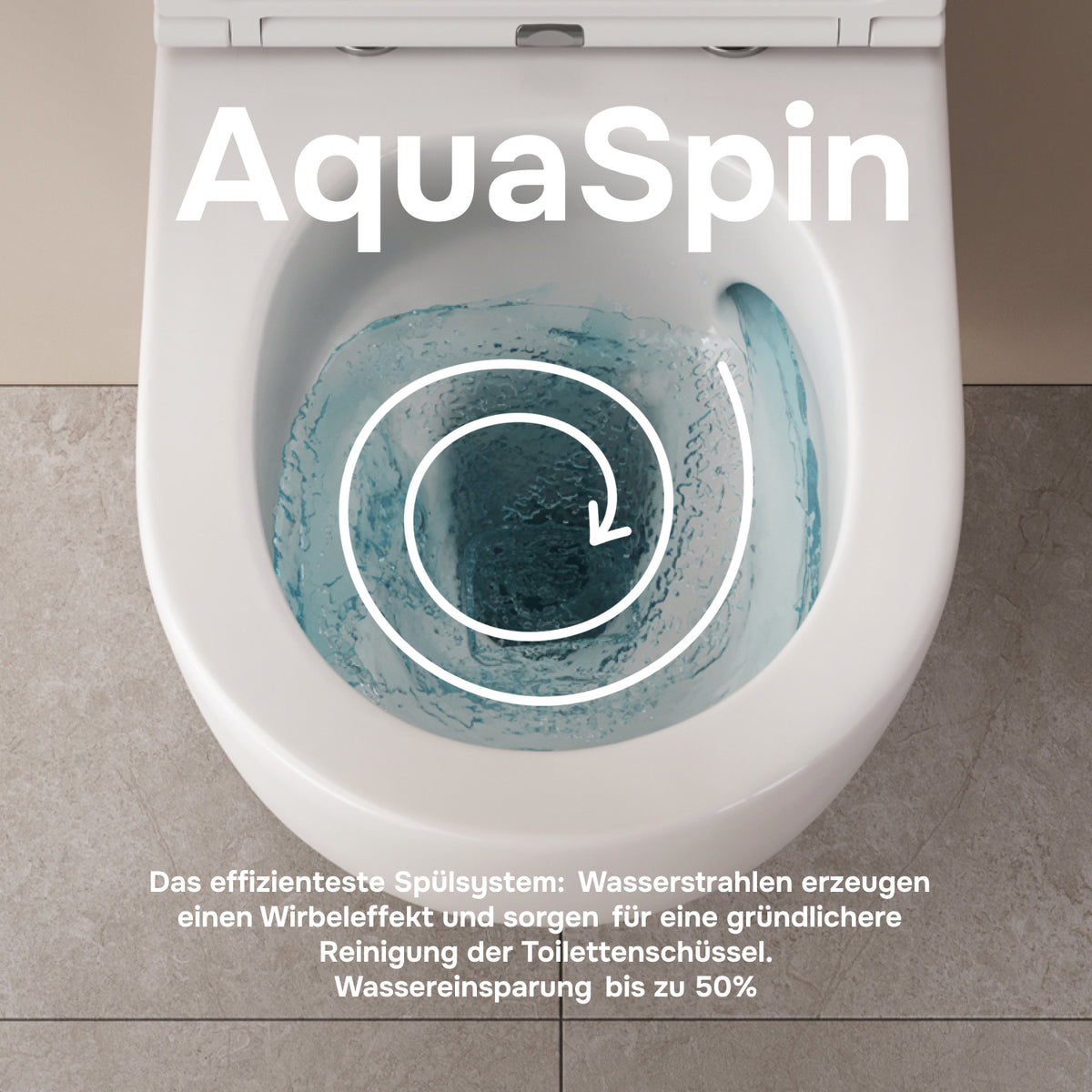 Toilettes suspendues de type AquaSpin sans bride avec abattant–CLA1900PSC