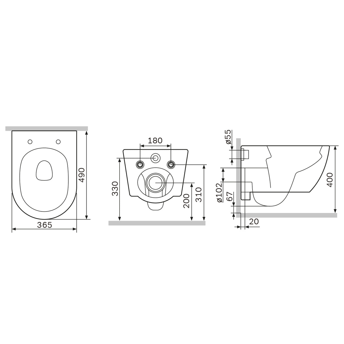 Toilettes suspendues sans bride Libre AquaSpin avec abattant–CLB1900PSC