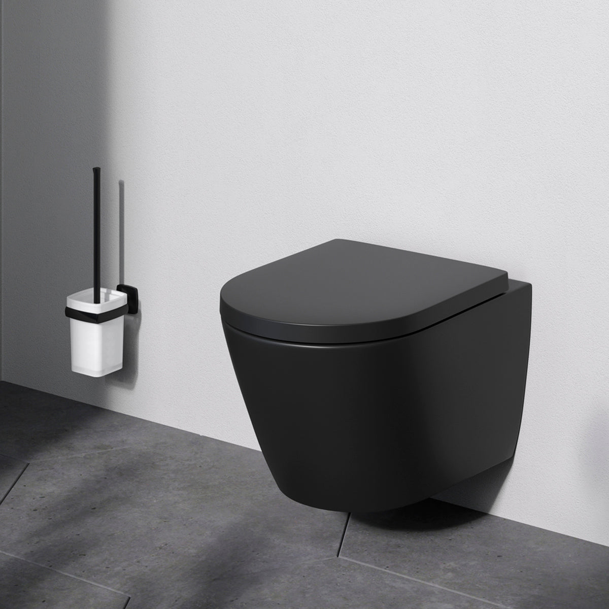 WC suspendu sans bride Flash AquaSpin avec abattant, noir–CNA1901PMBSC