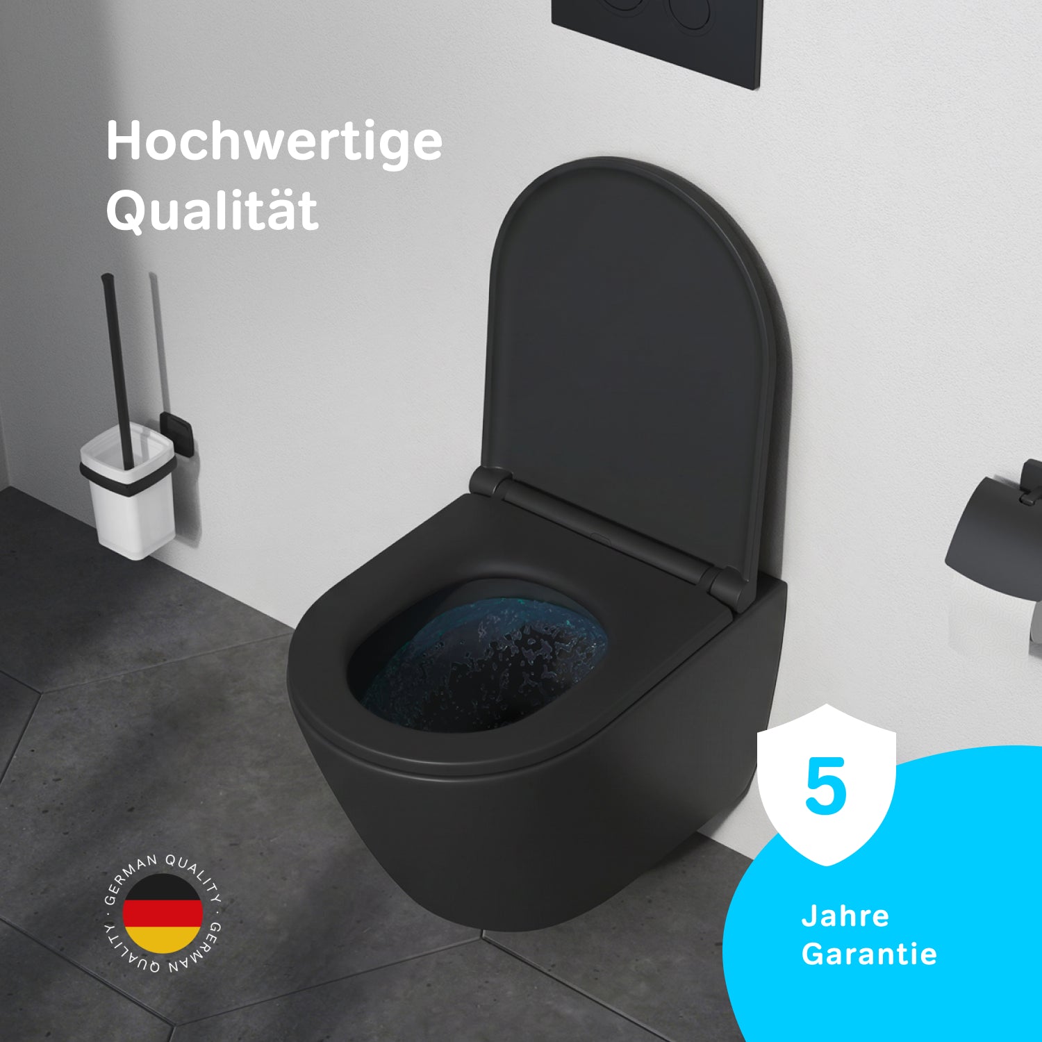 Flashgaps Wc WC suspendu sans bride Flash AquaSpin avec abattant, noir–CNA1901PMBSC ...