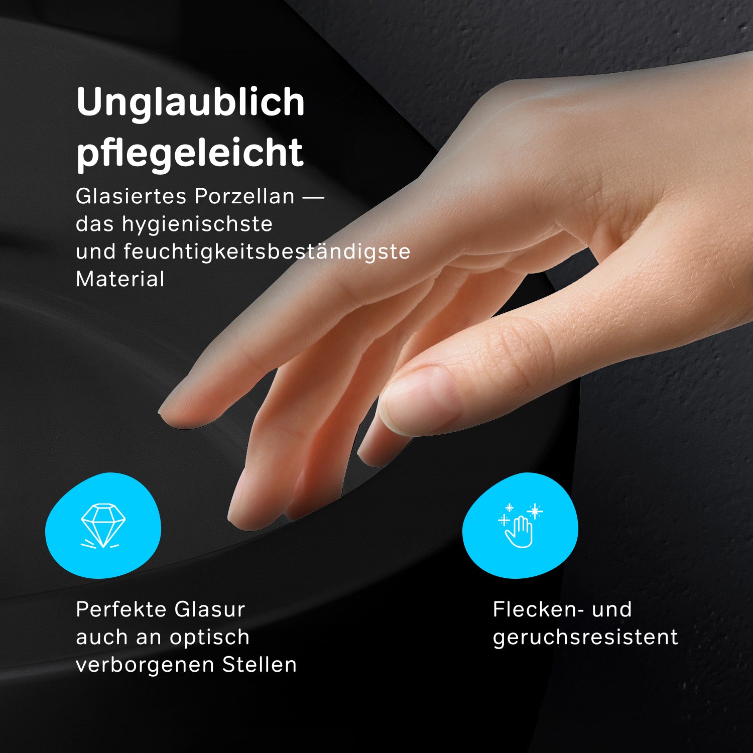 CNA1901PMBSC WC suspendu avec abattant Flash AquaSpin, WC à chasse d'eau profonde, sans bride, avec couvercle, noir